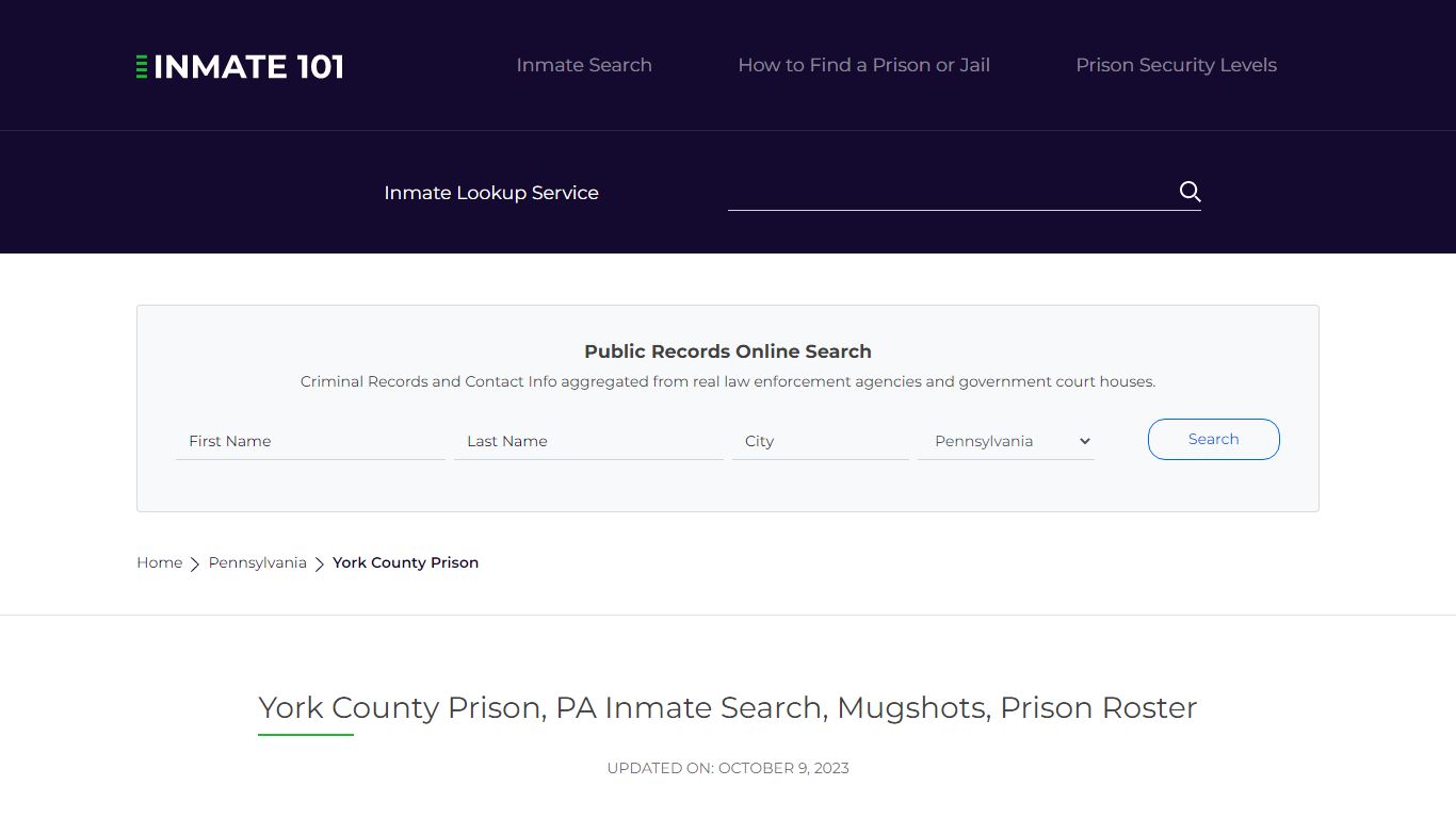 York County Prison, PA Inmate Search, Mugshots, Prison Roster